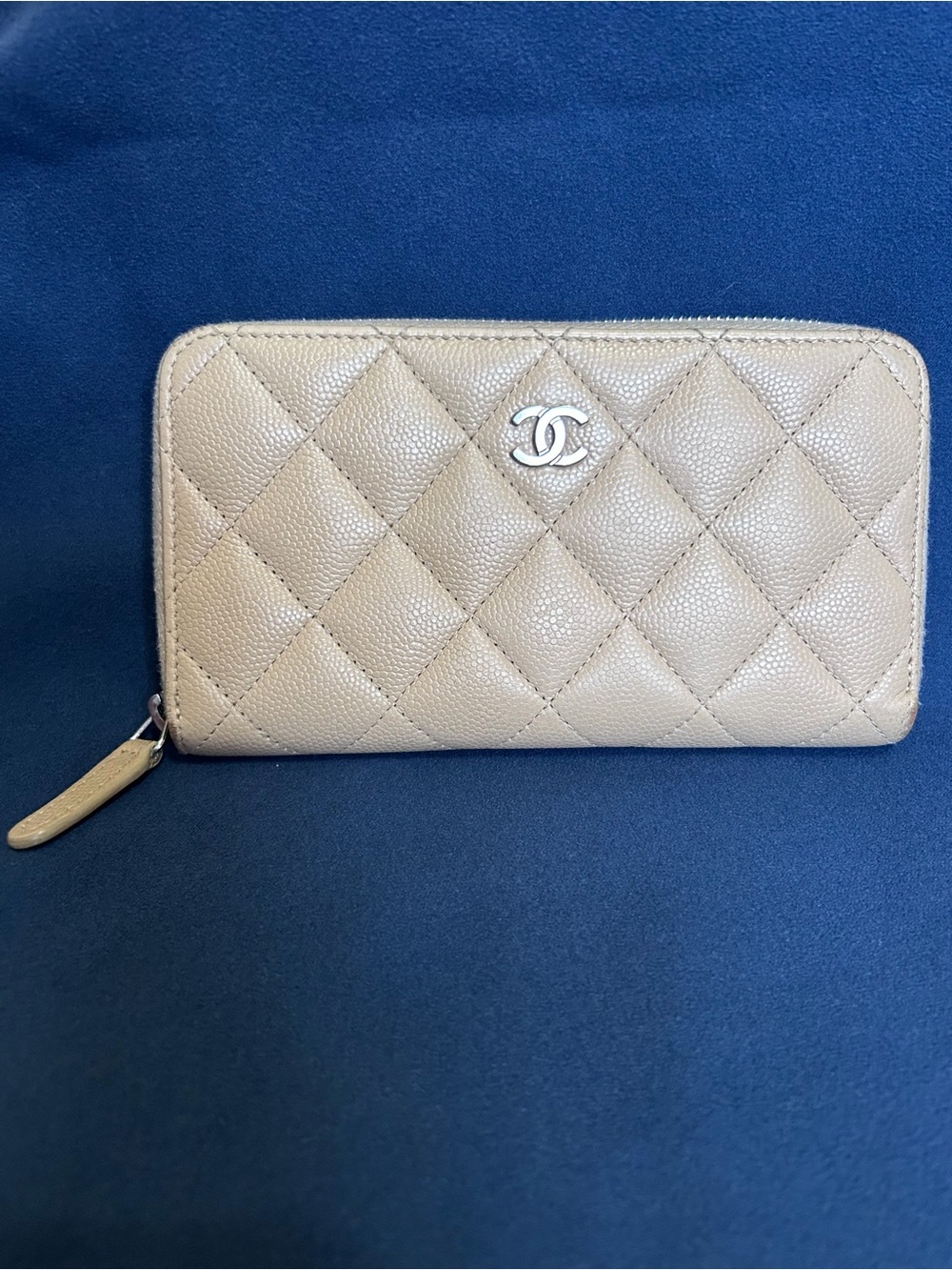 Chanel Quilted Zip-Around Wallet in Cream Leather